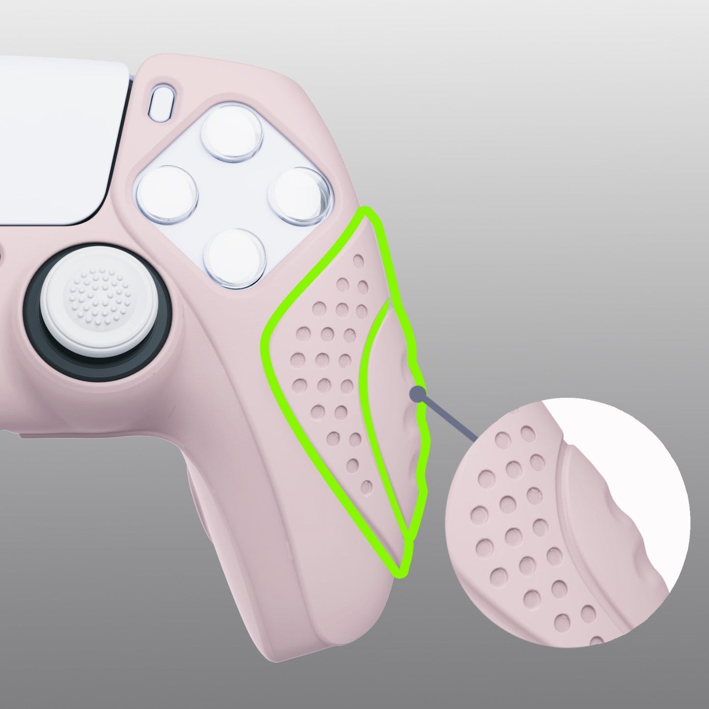 PlayVital Guardian Edition Anti-Slip Silicone Cover Skin with Thumb Grip Caps for PS5 Wireless Controller - Pink - YHPF005 PlayVital