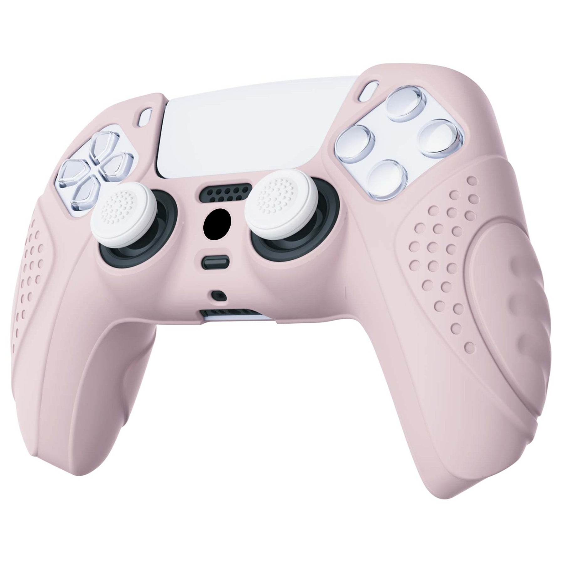 PlayVital Guardian Edition Anti-Slip Silicone Cover Skin with Thumb Grip Caps for PS5 Wireless Controller - Pink - YHPF005 PlayVital