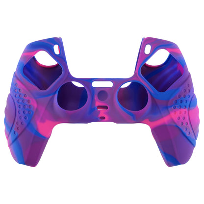 PlayVital Guardian Edition Anti-Slip Silicone Cover Skin with Thumb Grip Caps for PS5 Wireless Controller - Pink & Purple & Blue - YHPF019 PlayVital