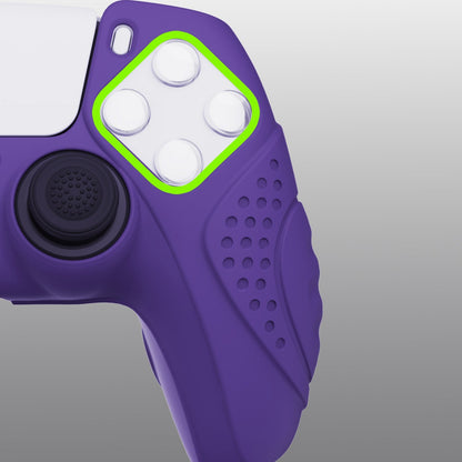 PlayVital Guardian Edition Anti-Slip Silicone Cover Skin with Thumb Grip Caps for PS5 Wireless Controller - Purple - YHPF007 PlayVital