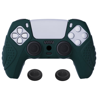 PlayVital Guardian Edition Anti-Slip Silicone Cover Skin with Thumb Grip Caps for PS5 Wireless Controller - Racing Green - YHPF004 PlayVital