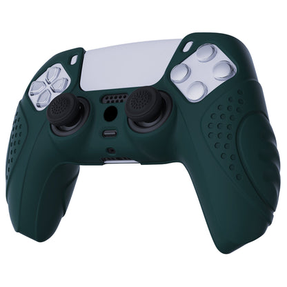 PlayVital Guardian Edition Anti-Slip Silicone Cover Skin with Thumb Grip Caps for PS5 Wireless Controller - Racing Green - YHPF004 PlayVital