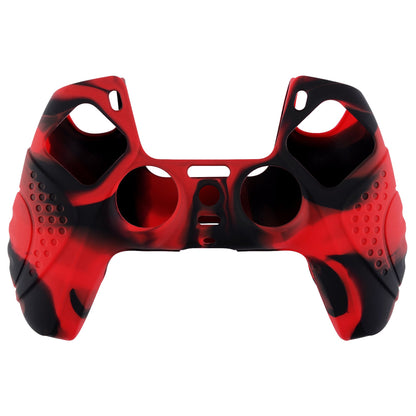 PlayVital Guardian Edition Anti-Slip Silicone Cover Skin with Thumb Grip Caps for PS5 Wireless Controller - Red & Black - YHPF020 PlayVital