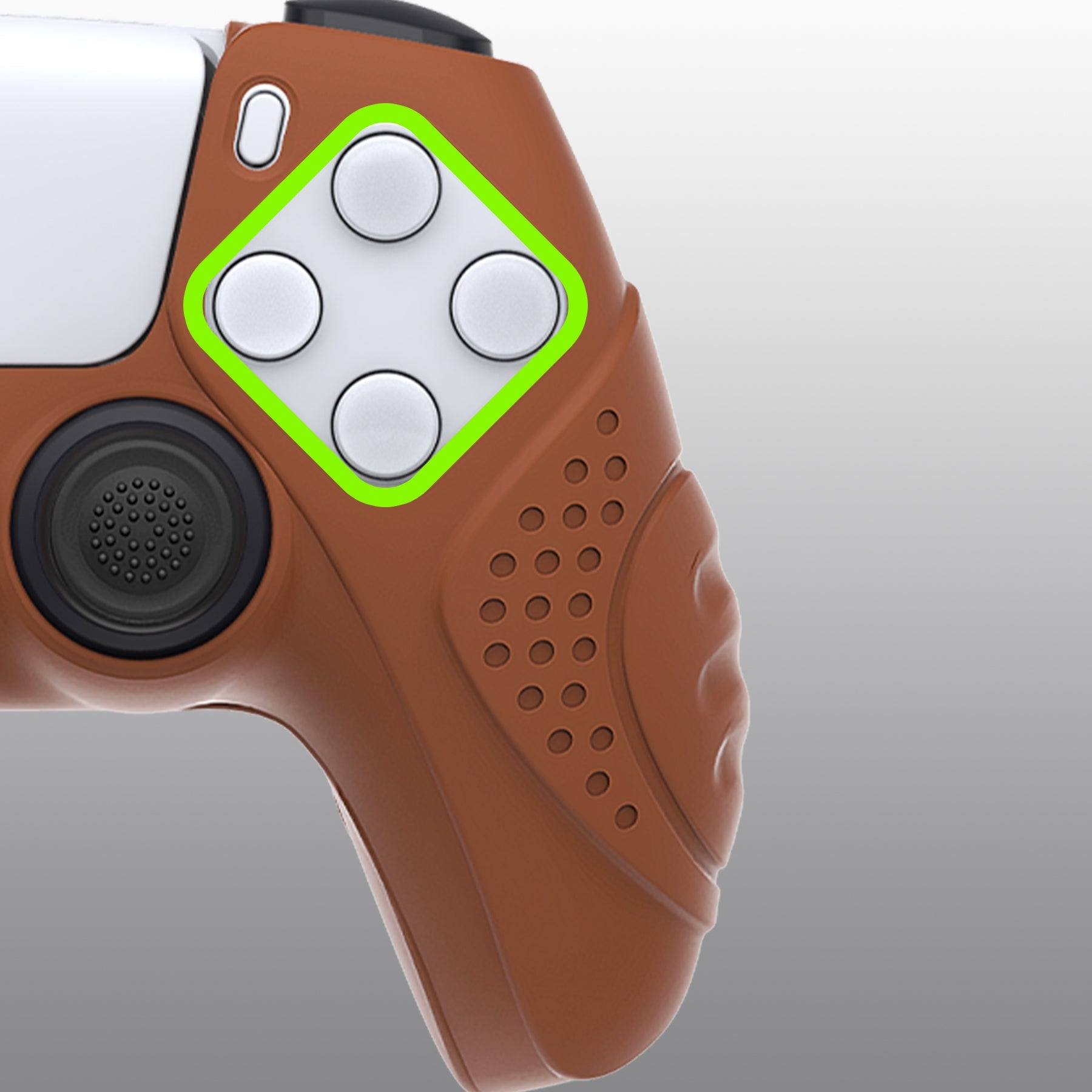 PlayVital Guardian Edition Anti-Slip Silicone Cover Skin with Thumb Grip Caps for PS5 Wireless Controller - Signal Brown - YHPF025 PlayVital