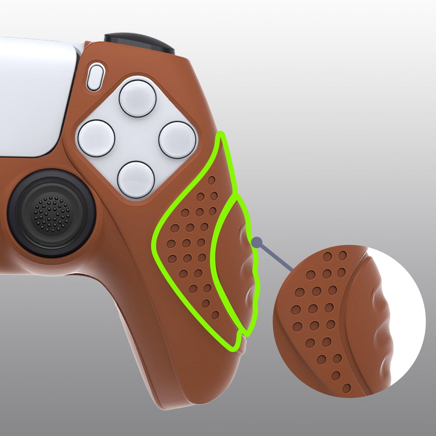 PlayVital Guardian Edition Anti-Slip Silicone Cover Skin with Thumb Grip Caps for PS5 Wireless Controller - Signal Brown - YHPF025 PlayVital