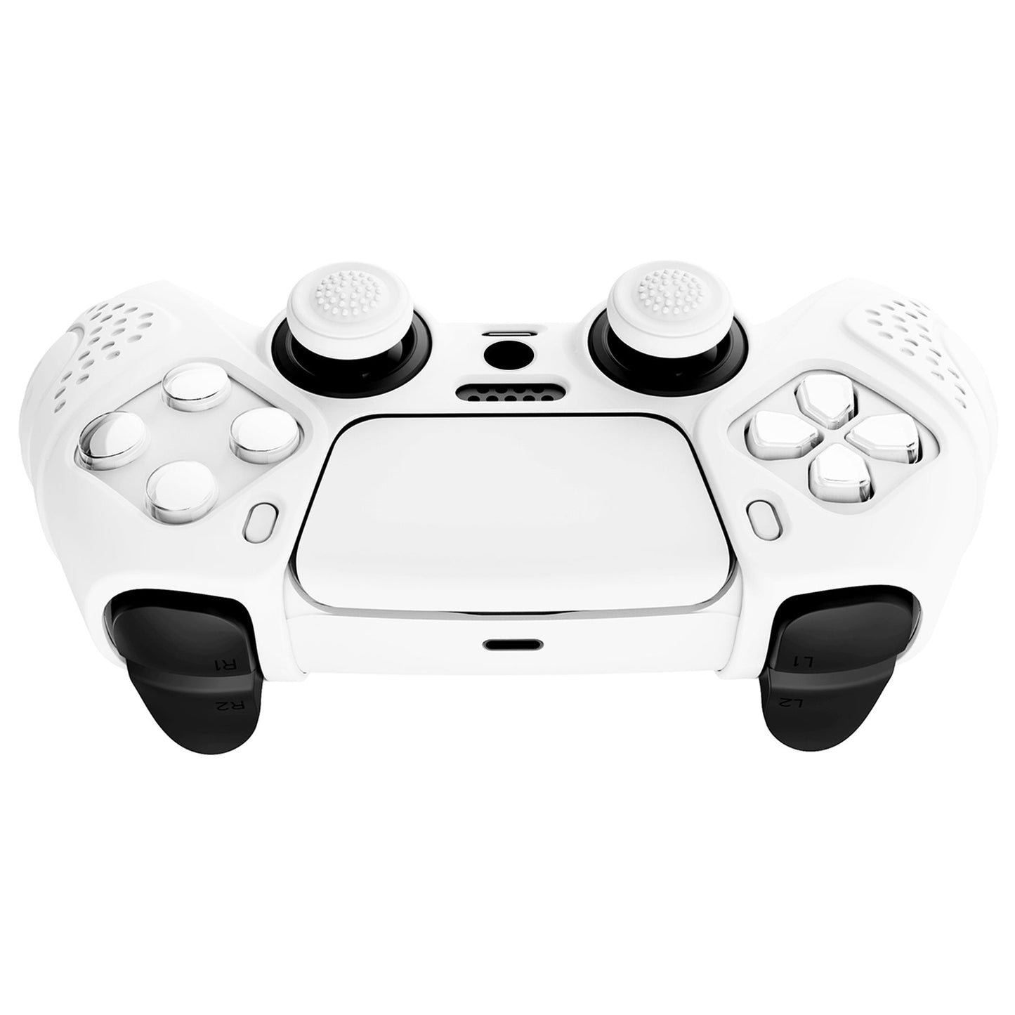 PlayVital Guardian Edition Anti-Slip Silicone Cover Skin with Thumb Grip Caps for PS5 Wireless Controller - White - YHPF002 PlayVital