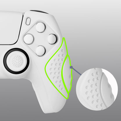 PlayVital Guardian Edition Anti-Slip Silicone Cover Skin with Thumb Grip Caps for PS5 Wireless Controller - White - YHPF002 PlayVital