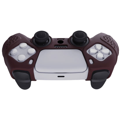 PlayVital Guardian Edition Anti-Slip Silicone Cover Skin with Thumb Grip Caps for PS5 Wireless Controller - Wine Red - YHPF011 PlayVital