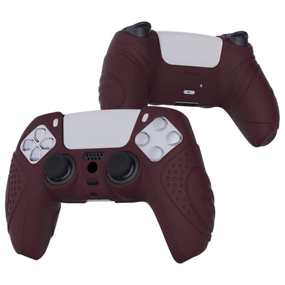 PlayVital Guardian Edition Anti-Slip Silicone Cover Skin with Thumb Grip Caps for PS5 Wireless Controller - Wine Red - YHPF011 PlayVital