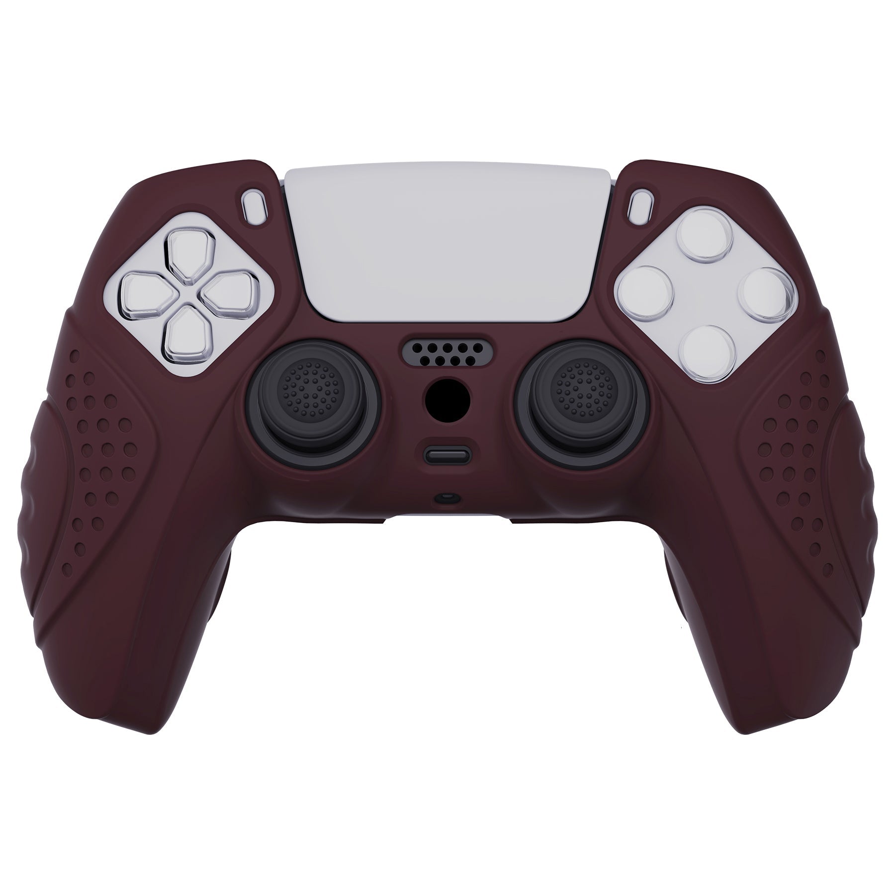 PlayVital Guardian Edition Anti-Slip Silicone Cover Skin with Thumb Grip Caps for PS5 Wireless Controller - Wine Red - YHPF011 PlayVital