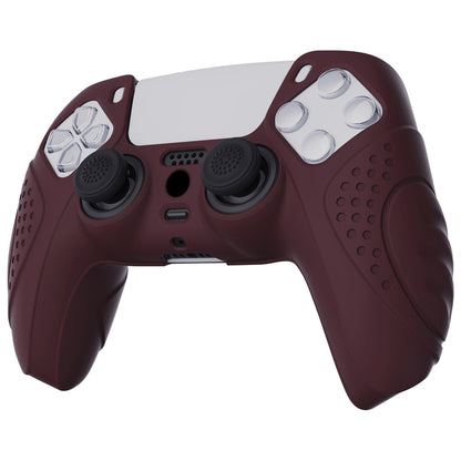 PlayVital Guardian Edition Anti-Slip Silicone Cover Skin with Thumb Grip Caps for PS5 Wireless Controller - Wine Red - YHPF011 PlayVital