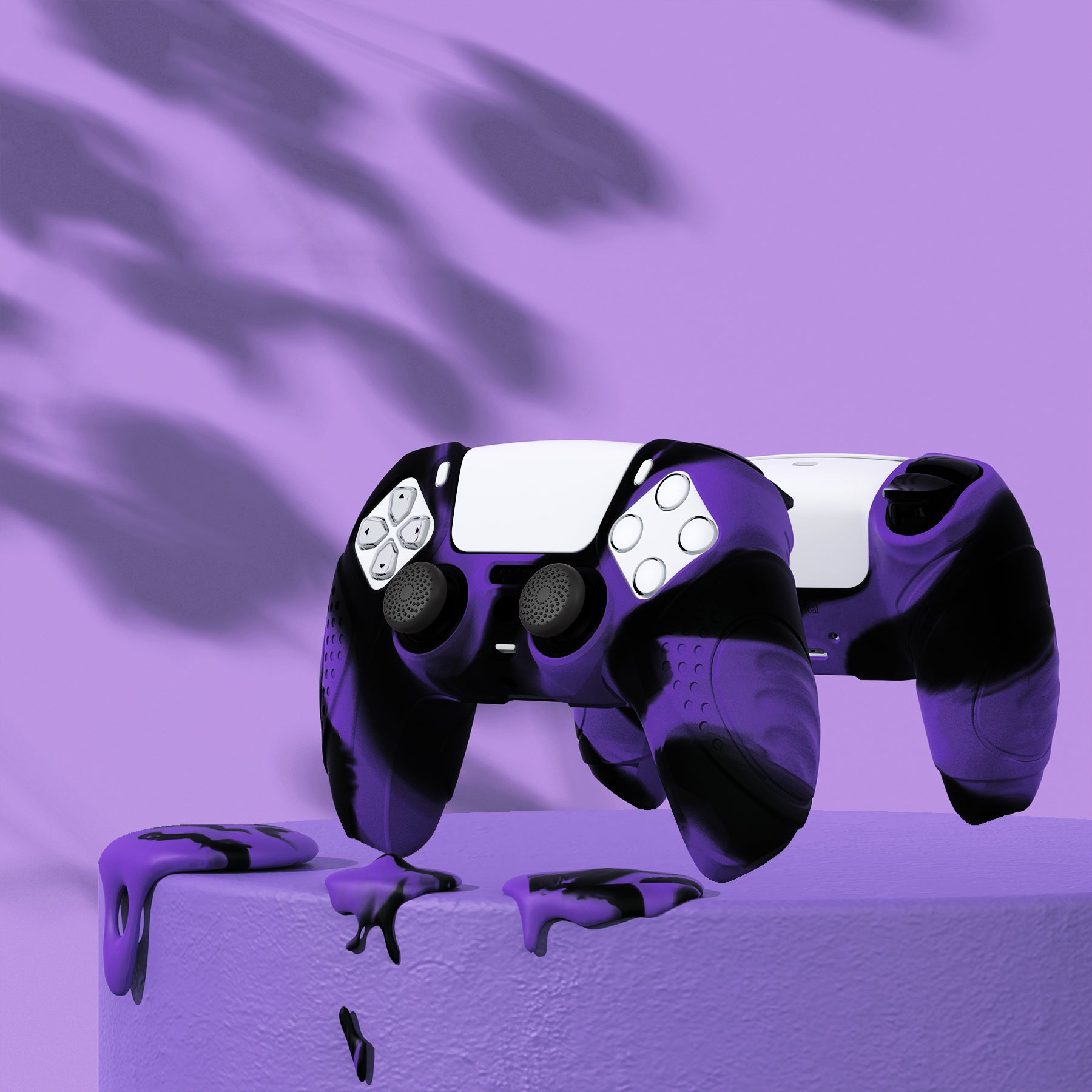 PlayVital Guardian Edition Anti-Slip Silicone Cover Skin with Thumb Grip Caps for PS5 Wireless Controller - Neon Purple - YHPF026 (Copy) PlayVital