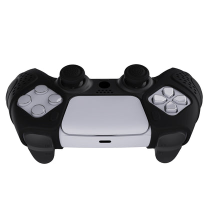 PlayVital Guardian Edition Ergonomic Anti-Slip Silicone Cover Skin with Thumb Grip Caps for PS5 Wireless Controller, Compatible with Charging Station - Black - YHPF014 PlayVital