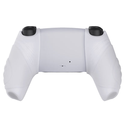 PlayVital Guardian Edition Ergonomic Anti-Slip Silicone Cover Skin with Thumb Grip Caps for PS5 Wireless Controller, Compatible with Charging Station - Clear White - YHPF018 PlayVital