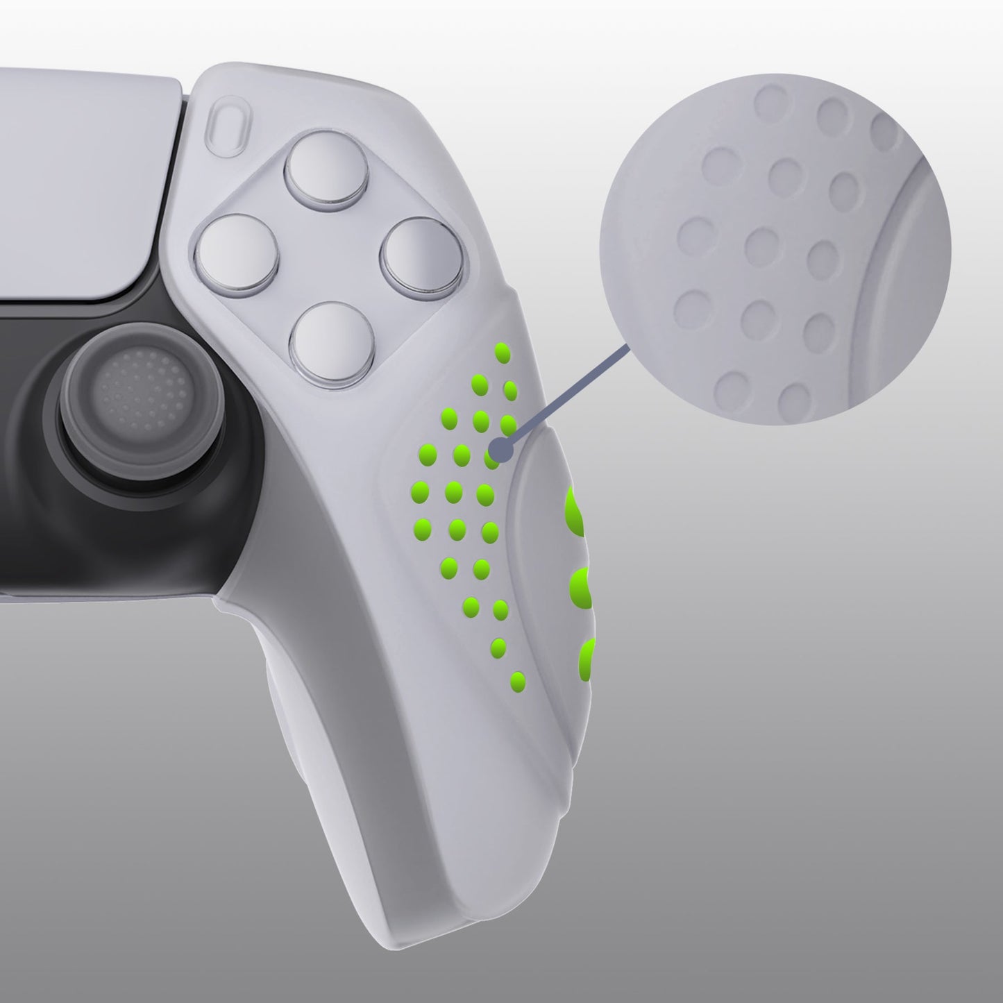 PlayVital Guardian Edition Ergonomic Anti-Slip Silicone Cover Skin with Thumb Grip Caps for PS5 Wireless Controller, Compatible with Charging Station - Clear White - YHPF018 PlayVital