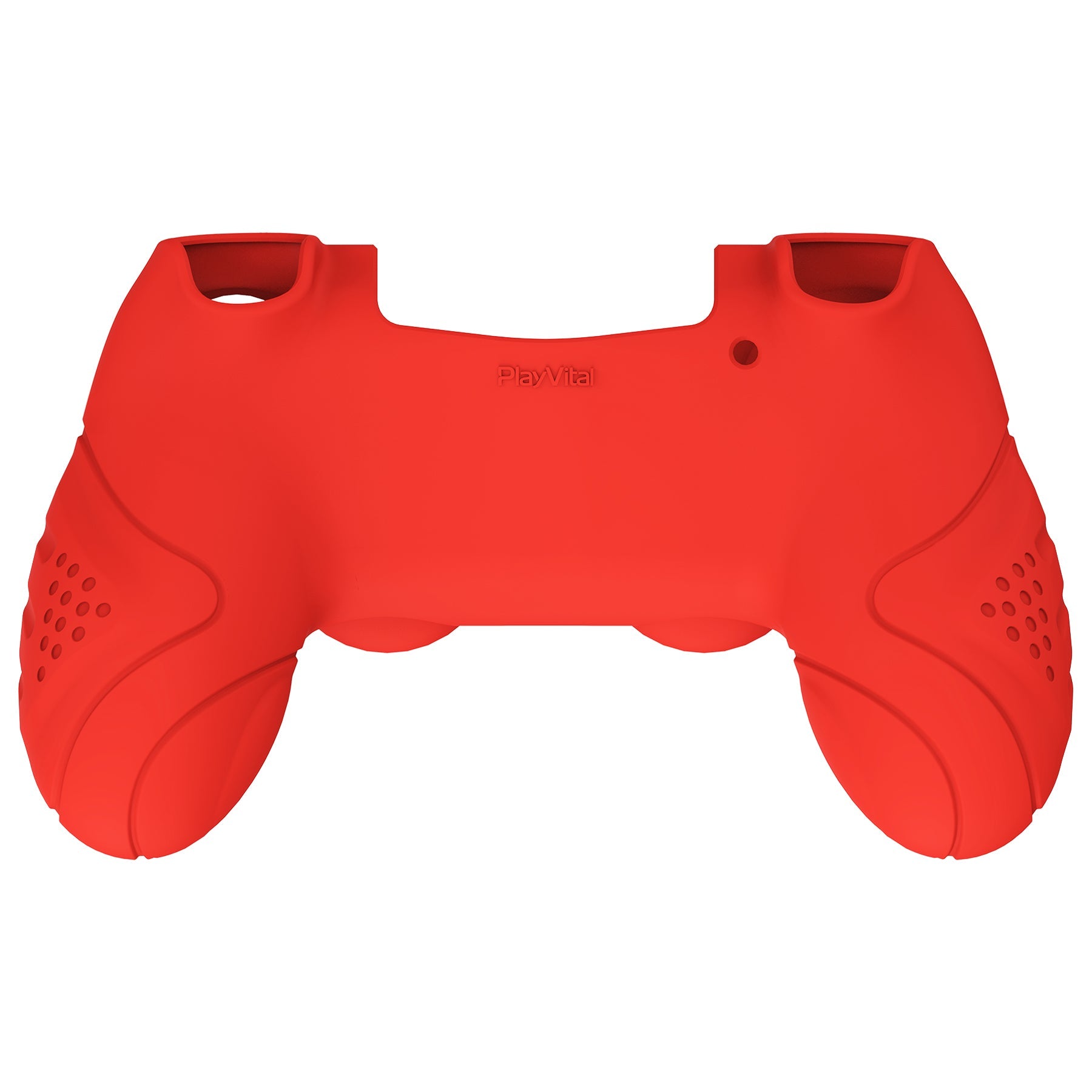 PlayVital Guardian Edition Passion Red Ergonomic Soft Anti-Slip Controller Silicone Case Cover for PS4, Rubber Protector Skins with black Joystick Caps for PS4 Slim PS4 Pro Controller - P4CC0067 playvital