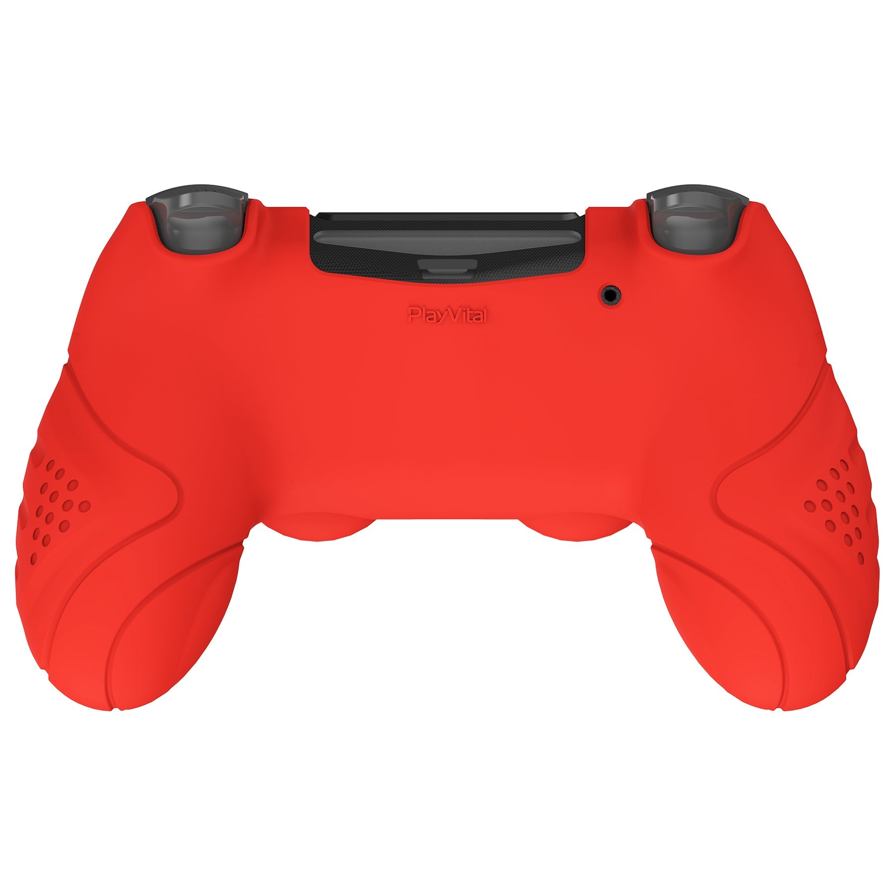 PlayVital Guardian Edition Passion Red Ergonomic Soft Anti-Slip Controller Silicone Case Cover for PS4, Rubber Protector Skins with black Joystick Caps for PS4 Slim PS4 Pro Controller - P4CC0067 playvital