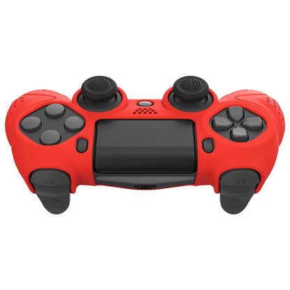 PlayVital Guardian Edition Passion Red Ergonomic Soft Anti-Slip Controller Silicone Case Cover for PS4, Rubber Protector Skins with black Joystick Caps for PS4 Slim PS4 Pro Controller - P4CC0067 playvital