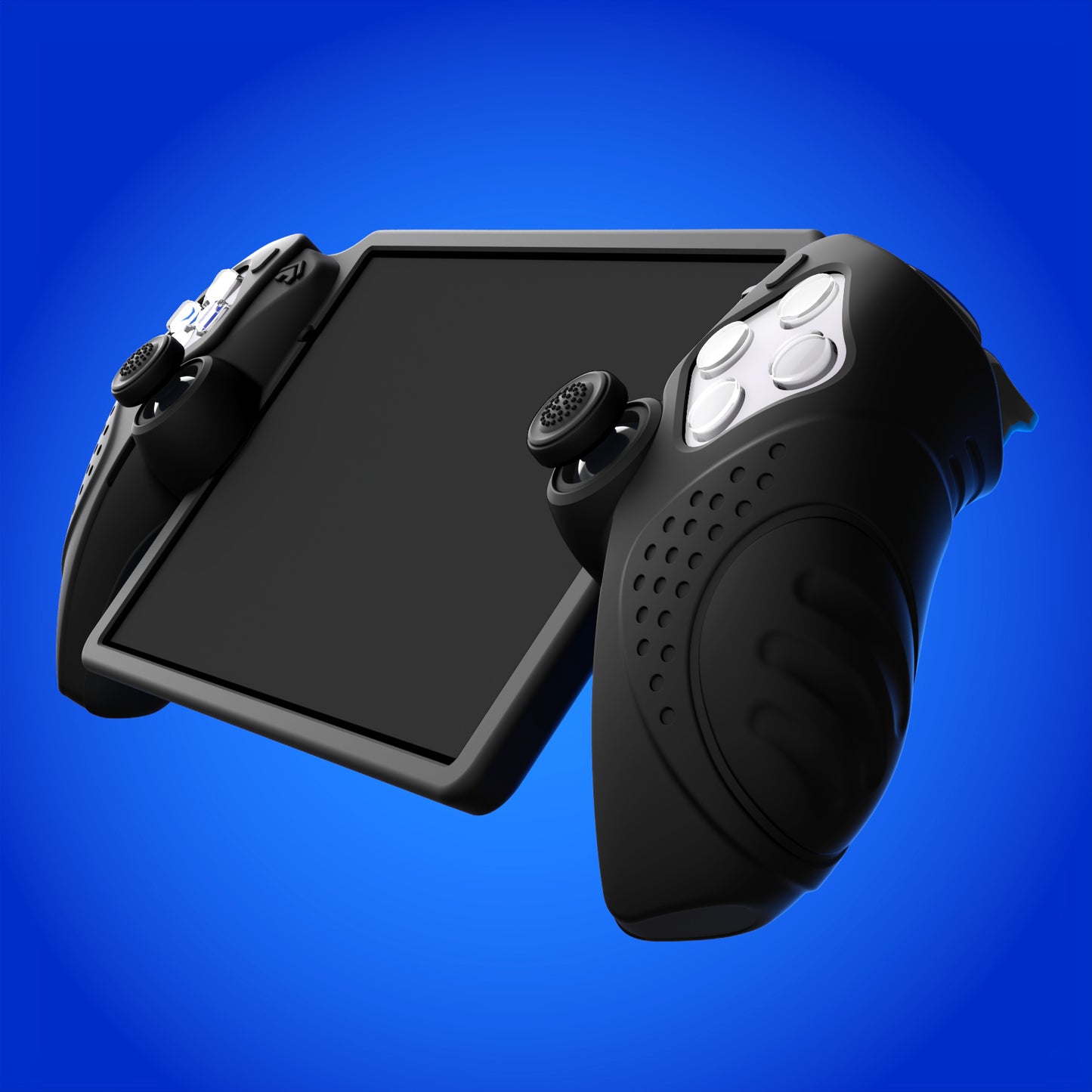PlayVital Guardian Edition シリコン保護ケース 親指グリップ付き PS Portal リモートプレーヤー用 耐衝撃・滑り止めグリップデザインカバー【ブラック】