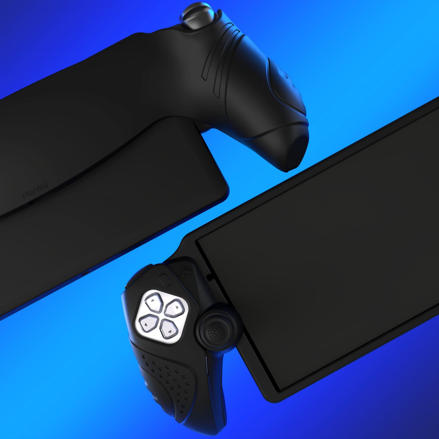 PlayVital Guardian Edition シリコン保護ケース 親指グリップ付き PS Portal リモートプレーヤー用 耐衝撃・滑り止めグリップデザインカバー【ブラック】