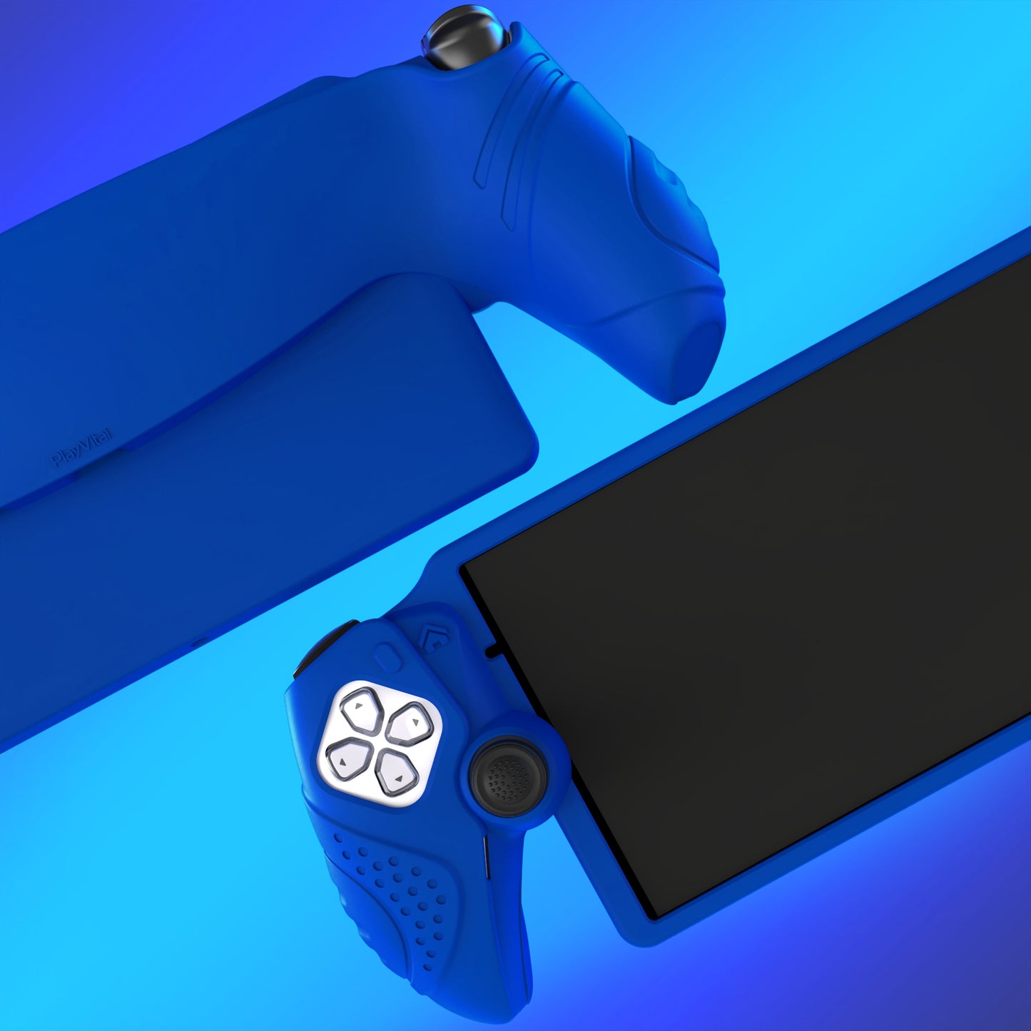 PlayVital Guardian Edition シリコン保護ケース 親指グリップ付き PS Portal リモートプレーヤー用 耐衝撃・滑り止めグリップデザインカバー【ブルー】