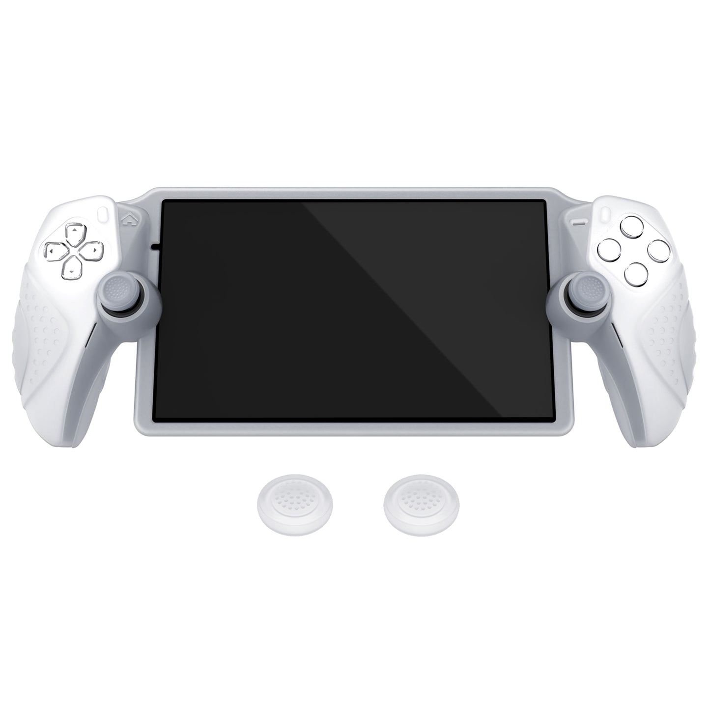 PlayVital Guardian Edition シリコン保護ケース 親指グリップ付き PS Portal リモートプレーヤー用 耐衝撃・滑り止めグリップデザインカバー【クリアホワイト】