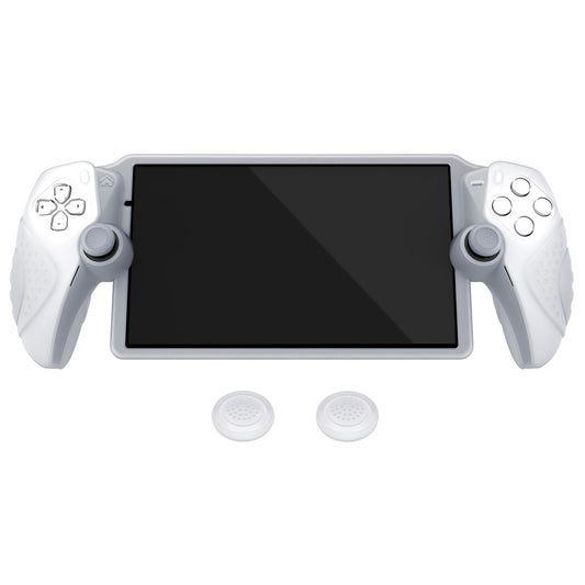 PlayVital Guardian Edition シリコン保護ケース 親指グリップ付き PS Portal リモートプレーヤー用 耐衝撃・滑り止めグリップデザインカバー【クリアホワイト】