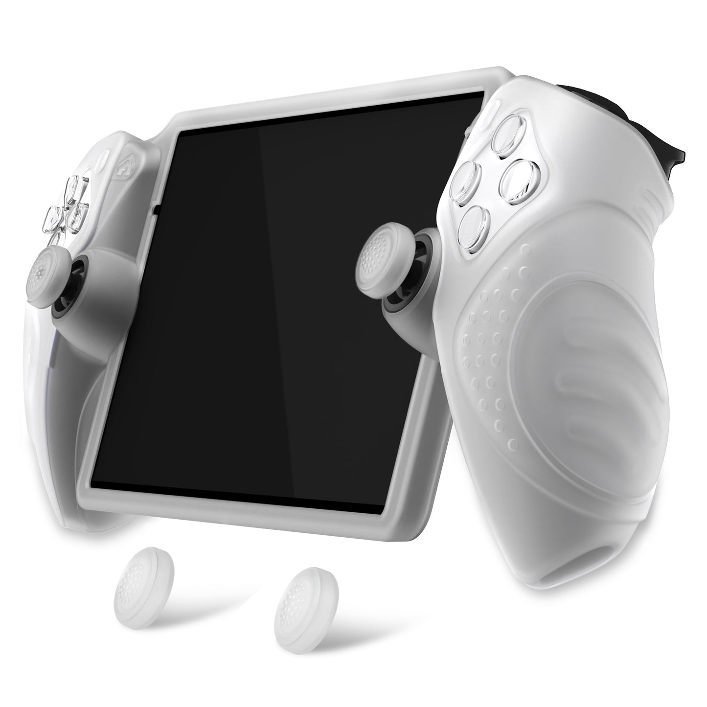 PlayVital Guardian Edition シリコン保護ケース 親指グリップ付き PS Portal リモートプレーヤー用 耐衝撃・滑り止めグリップデザインカバー【クリアホワイト】