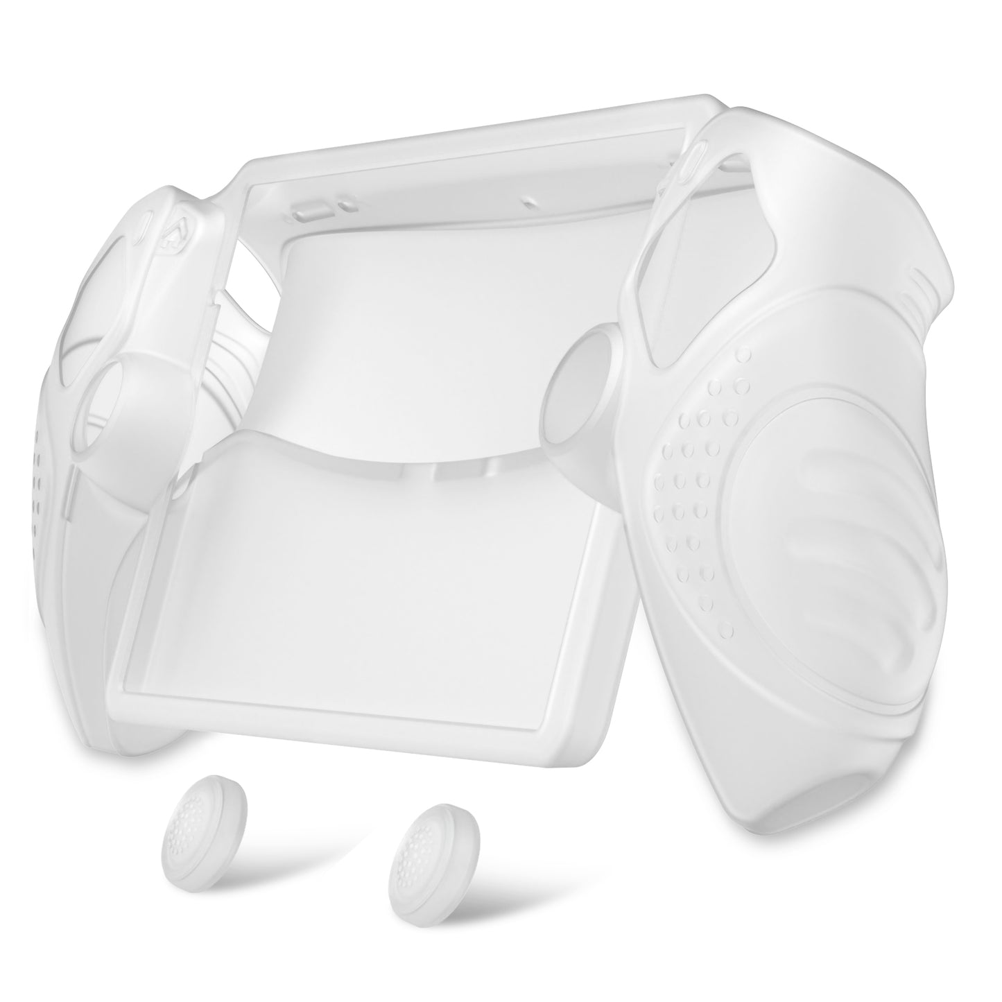 PlayVital Guardian Edition シリコン保護ケース 親指グリップ付き PS Portal リモートプレーヤー用 耐衝撃・滑り止めグリップデザインカバー【クリアホワイト】