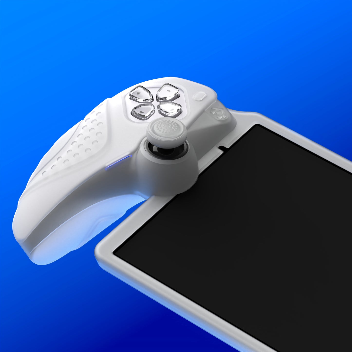 PlayVital Guardian Edition シリコン保護ケース 親指グリップ付き PS Portal リモートプレーヤー用 耐衝撃・滑り止めグリップデザインカバー【クリアホワイト】