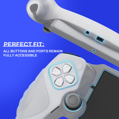 PlayVital Guardian Edition シリコン保護ケース 親指グリップ付き PS Portal リモートプレーヤー用 耐衝撃・滑り止めグリップデザインカバー【クリアホワイト】