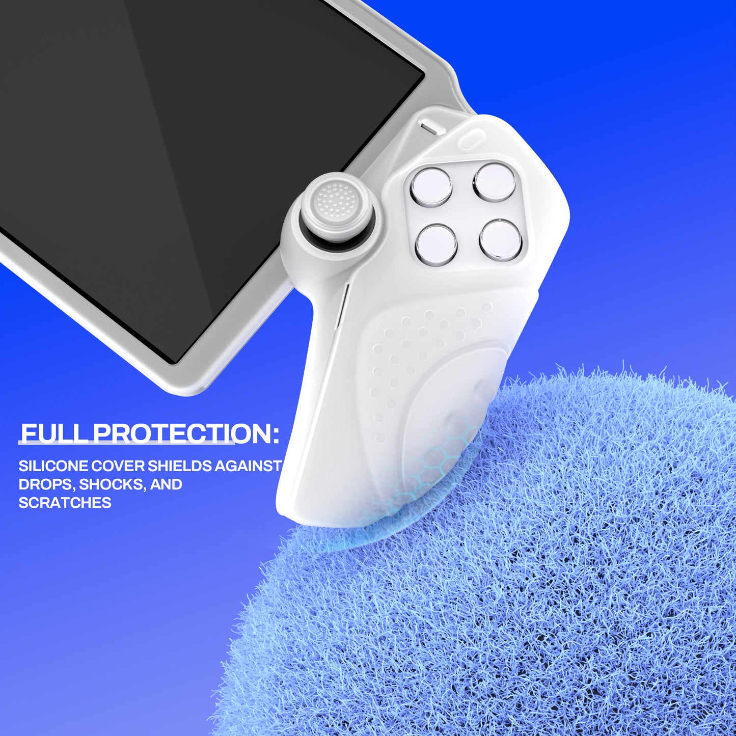 PlayVital Guardian Edition シリコン保護ケース 親指グリップ付き PS Portal リモートプレーヤー用 耐衝撃・滑り止めグリップデザインカバー【クリアホワイト】
