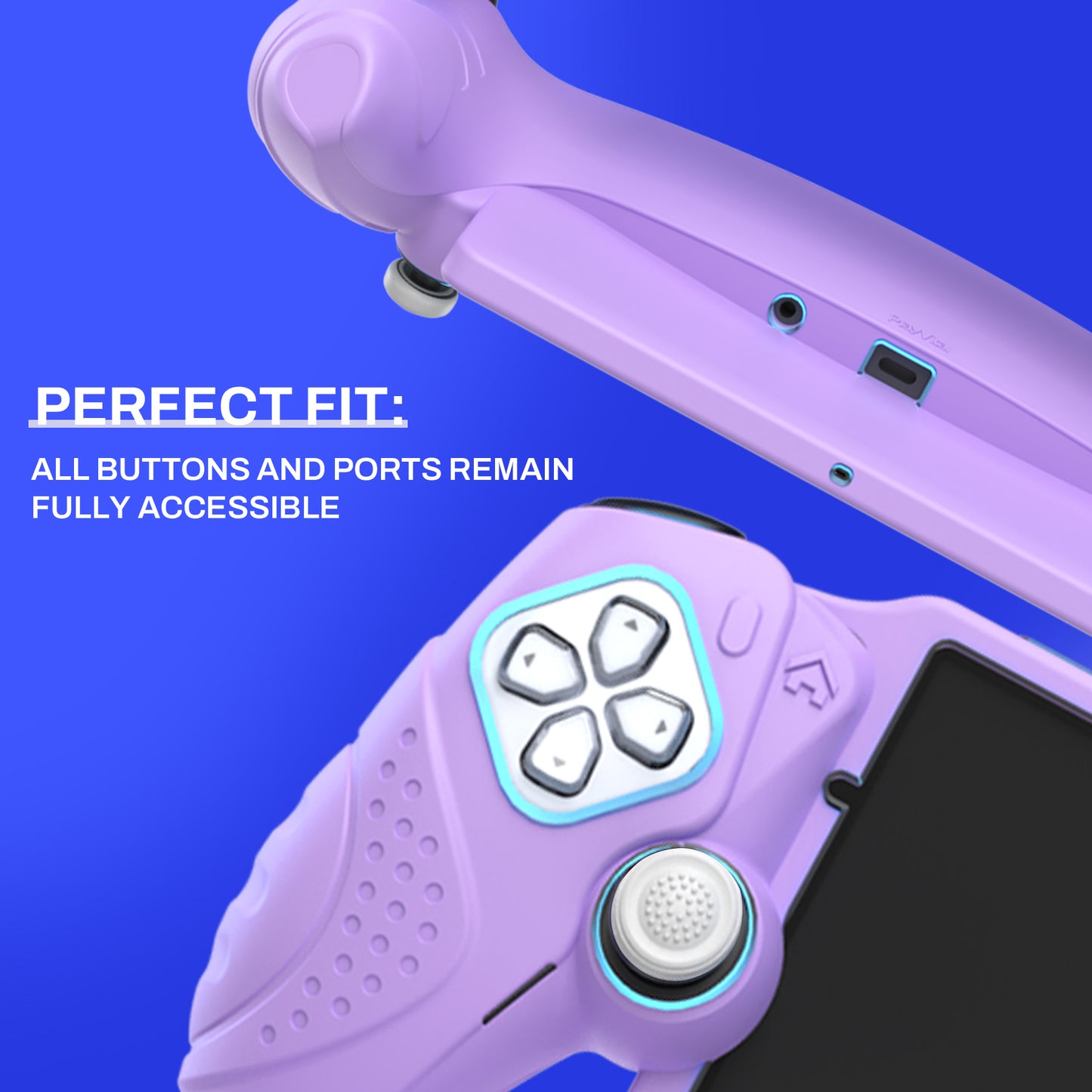 PlayVital Guardian Edition シリコン保護ケース 親指グリップ付き PS Portal リモートプレーヤー用 耐衝撃・滑り止めグリップデザインカバー【モーブパープル】