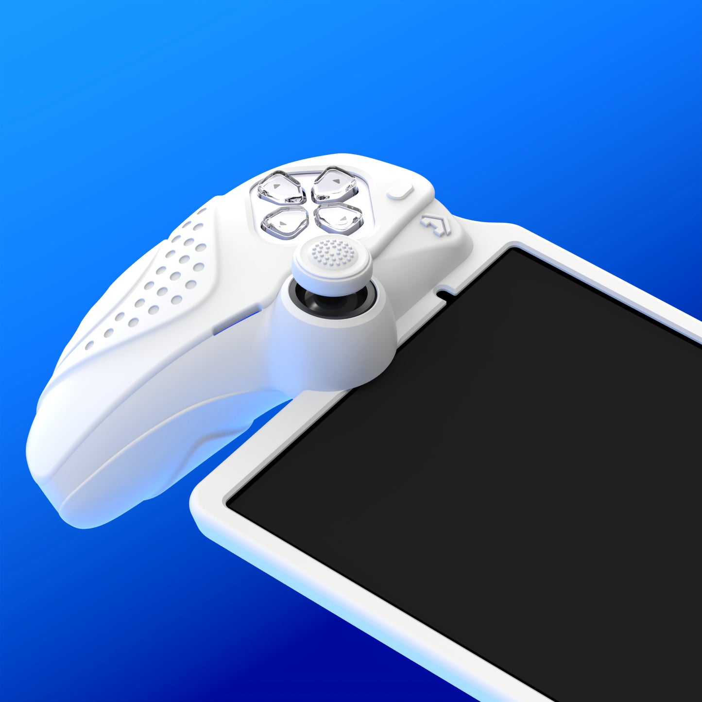 PlayVital Guardian Edition シリコン保護ケース 親指グリップ付き PS Portal リモートプレーヤー用 耐衝撃・滑り止めグリップデザインカバー【ホワイト】