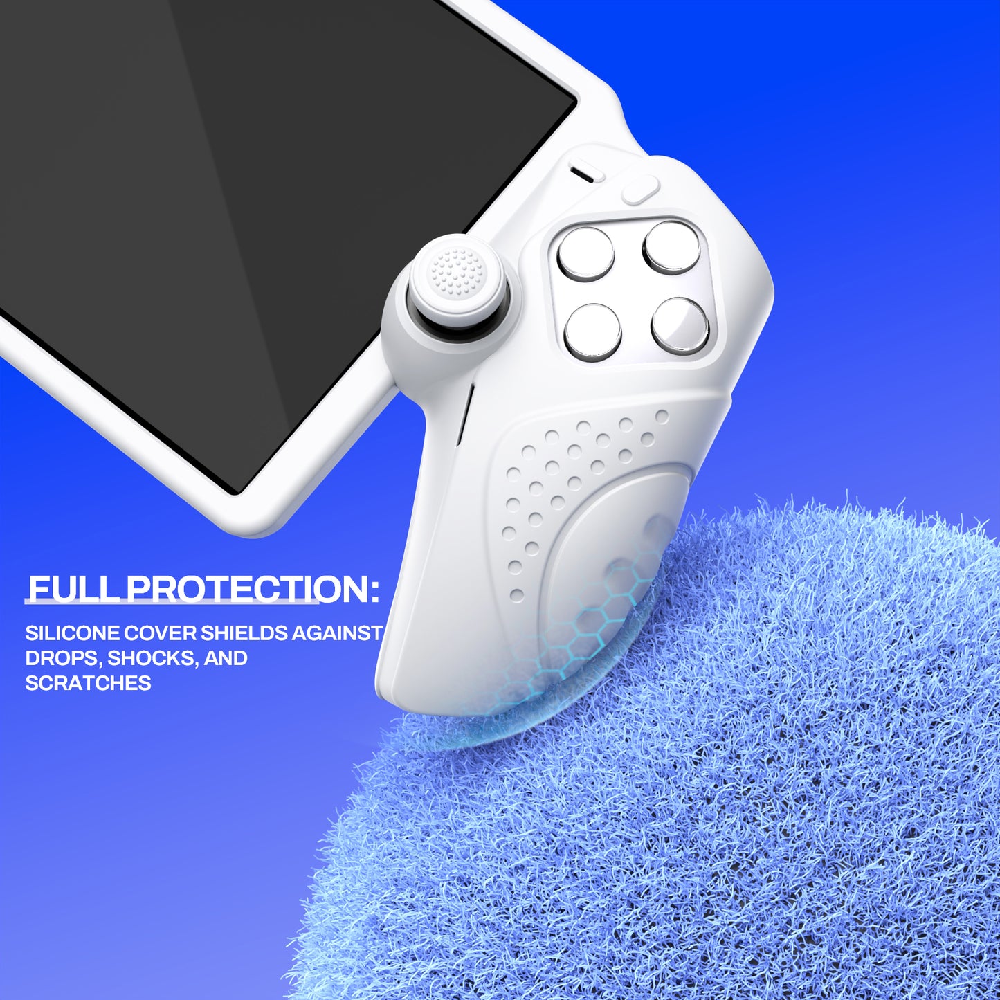 PlayVital Guardian Edition シリコン保護ケース 親指グリップ付き PS Portal リモートプレーヤー用 耐衝撃・滑り止めグリップデザインカバー【ホワイト】