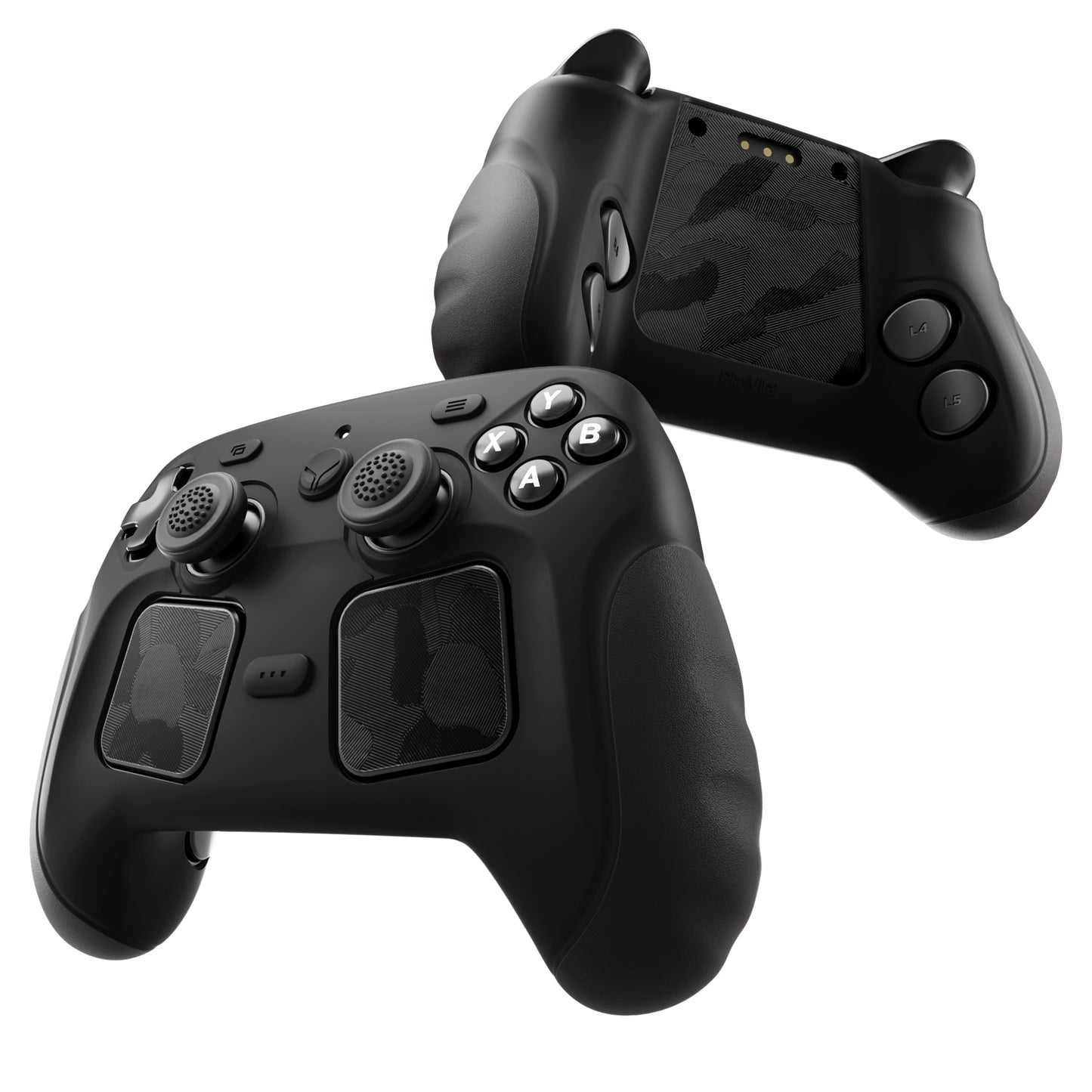 PlayVital Guardian シリコンカバー 4個のサムグリップ＆ステッカー付き Steam Controller 2（2026）用【ブラック】