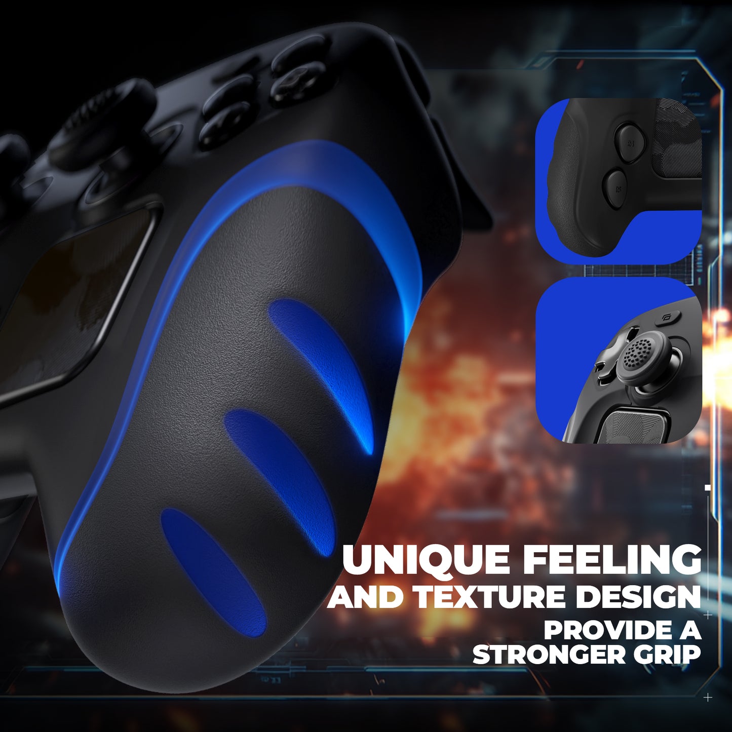 PlayVital Guardian シリコンカバー 4個のサムグリップ＆ステッカー付き Steam Controller 2（2026）用【ブラック】