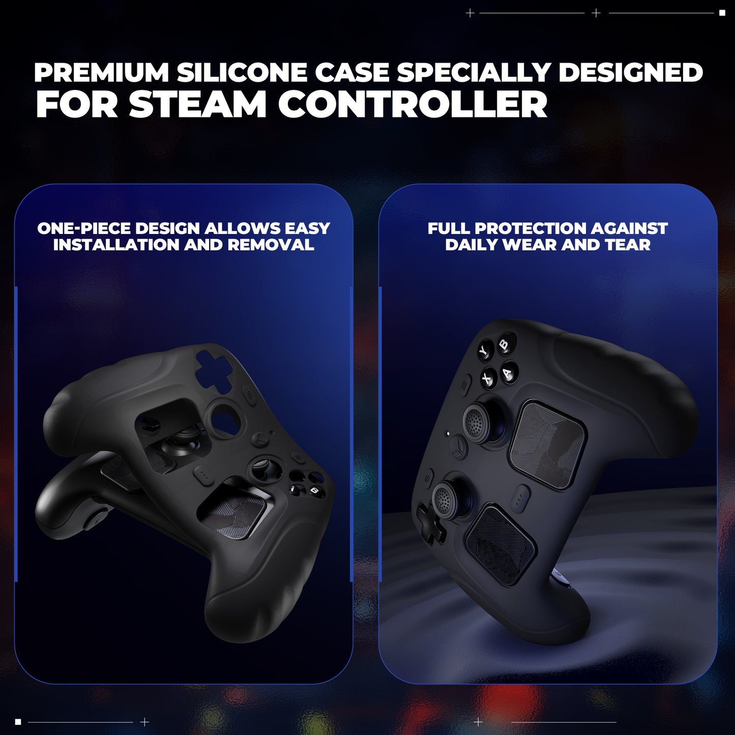 PlayVital Guardian シリコンカバー 4個のサムグリップ＆ステッカー付き Steam Controller 2（2026）用【ブラック】