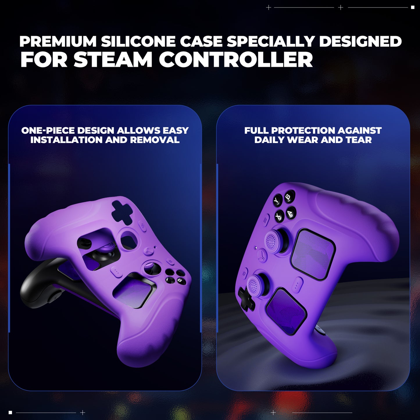 PlayVital Guardian シリコンカバー 4個のサムグリップ＆ステッカー付き Steam Controller 2（2026）用【パープル】