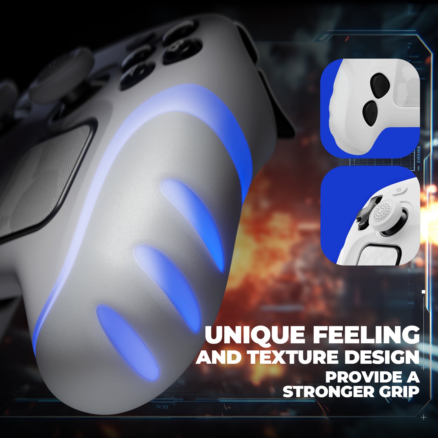 PlayVital Guardian シリコンカバー 4個のサムグリップ＆ステッカー付き Steam Controller 2（2026）用【ホワイト】