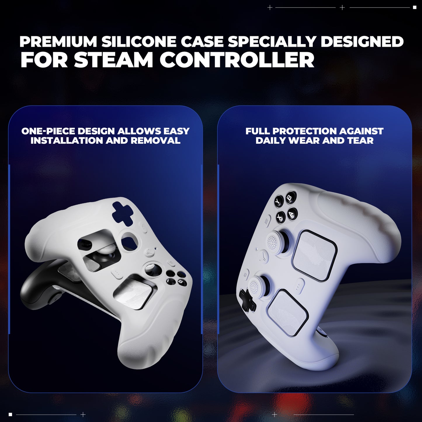 PlayVital Guardian シリコンカバー 4個のサムグリップ＆ステッカー付き Steam Controller 2（2026）用【ホワイト】