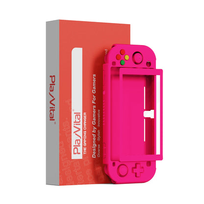 PlayVital Hard Shell Protective Case with Screen Protector & Thumb Grip Caps & Button Caps for NS Switch Lite - Clear Atomic Purple Rose Red - YYNLP007 (Copy) PlayVital