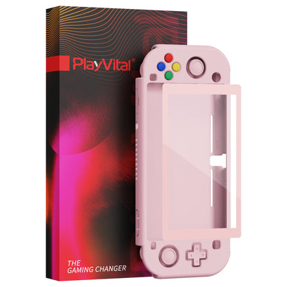 PlayVital ハードシェル保護ケース (スクリーンプロテクター、サムグリップキャップ、ボタンキャップ付き)  Switch Lite 用【ピーチブロッサムピンク】