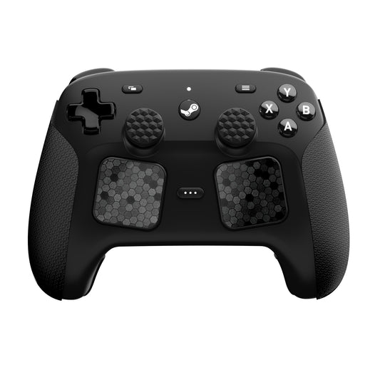 PlayVital Steam Controller 2 用 六角ダイヤテクスチャ グリップステッカーセット 滑り止めPUグリップスキン タッチパッドステッカー・サムスティックグリップ付き【ブラック】