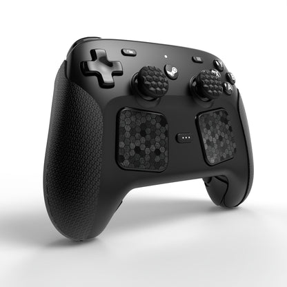 PlayVital Steam Controller 2 用 六角ダイヤテクスチャ グリップステッカーセット 滑り止めPUグリップスキン タッチパッドステッカー・サムスティックグリップ付き【ブラック】