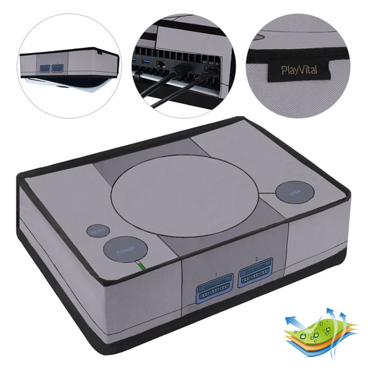 PlayVital 横式 傷防止 防水ナイロンダストカバー PS5 コンソール デジタル版 & 通常版用【レトロ32ビット風カバー】