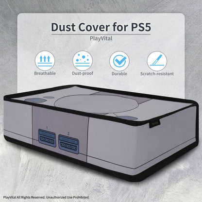 PlayVital 横式 傷防止 防水ナイロンダストカバー PS5 コンソール デジタル版 & 通常版用【レトロ32ビット風カバー】