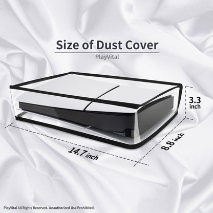 PlayVital Horizontal Dust Cover for ps5 Slim Digital Edition(The New Smaller Design), Transparent Dust Proof Protector Waterproof Cover Sleeve for ps5 Slim Console - RTKPFM003 PlayVital