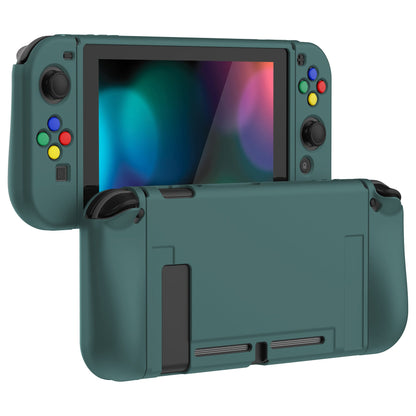 PlayVital Hunter Green Protective Case for NS Switch, Soft TPU Slim Case Cover for NS Switch Console with Colorful ABXY Direction Button Caps - NTU6036G2 PlayVital