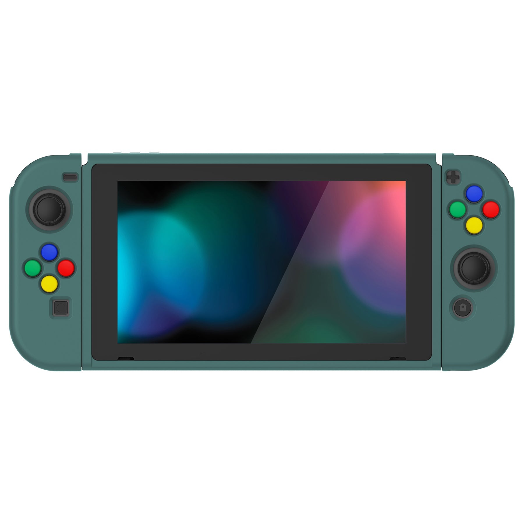 PlayVital Hunter Green Protective Case for NS Switch, Soft TPU Slim Case Cover for NS Switch Console with Colorful ABXY Direction Button Caps - NTU6036G2 PlayVital